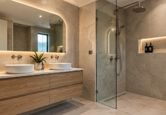 Modern walk-in shower